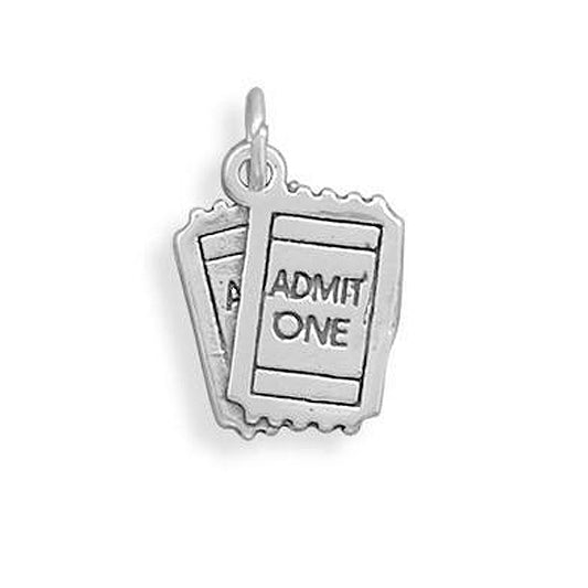 Authentic 925 Sterling Silver Admit ONE Movie Tickets Women's Charm for Bracelet or Necklace