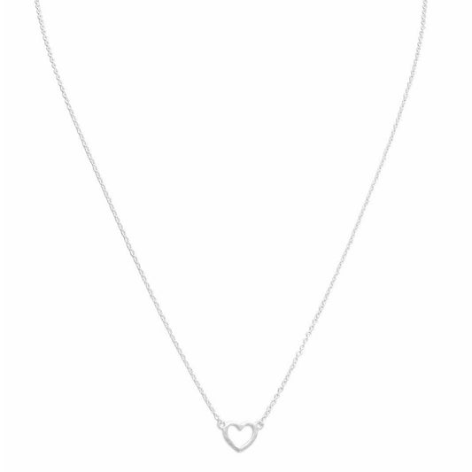 Sterling Silver Matte Cut-Out Heart Necklace