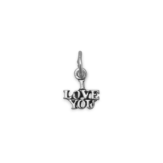 Sterling Silver Oxidized I Love You Charm