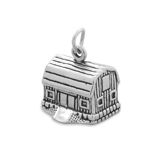 Authentic 925 Sterling Silver Oxidized Barn Women's Charm for Bracelet or Necklace