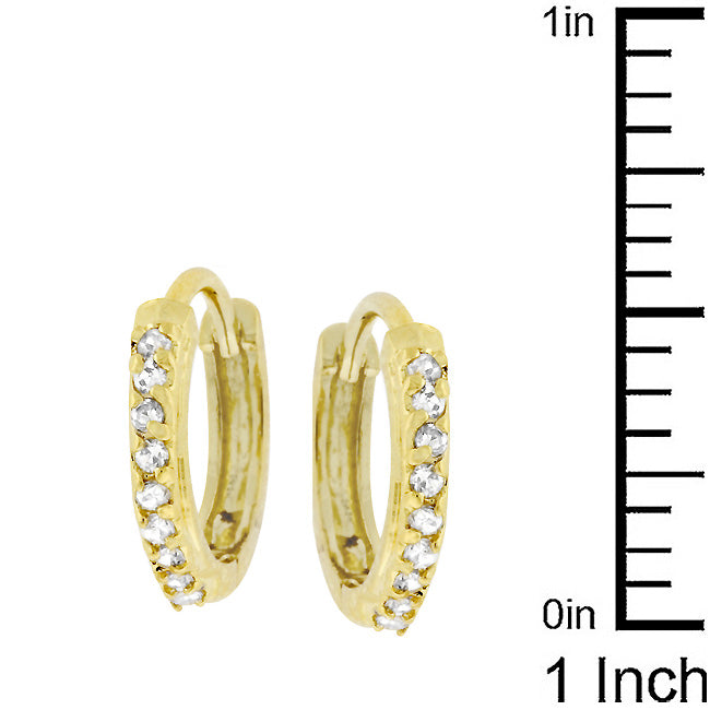 18k Yellow Goldplated 13mm Cubic Zirconia Hoop Earrings