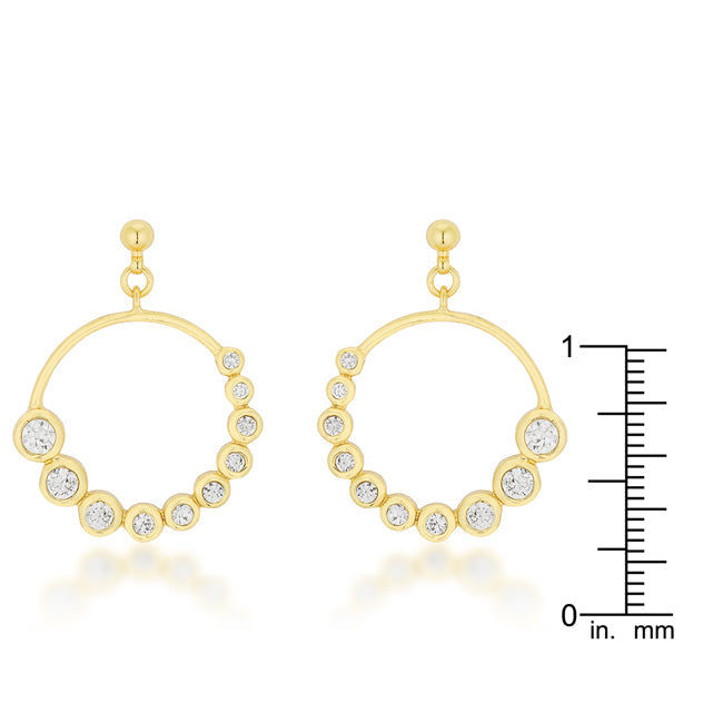 Goldtone Graduated Cubic Zirconia Circle Dangling Earrings