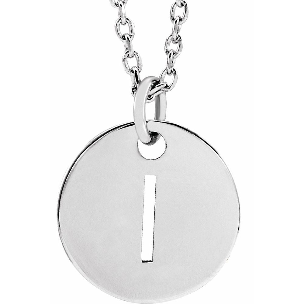 Authentic 925 Silver 0.39" Initial I Disc Letter Adjustable 16-18" Necklace