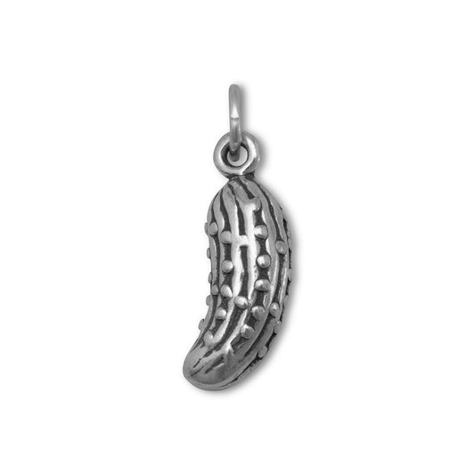 Sterling Silver Oxidized Pickle Charm