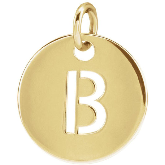 18k Gold Plated 925 Silver Initial B Disc 0.39" Pendant for Men or Women