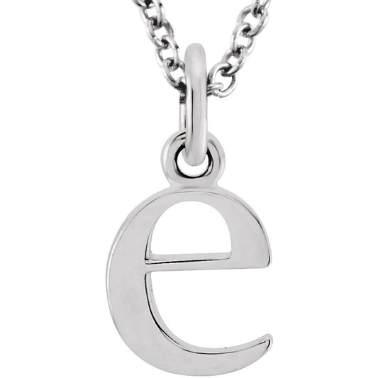 Authentic 925 Sterling Silver 0.33" Lowercase E Initial 16" Letter Necklace