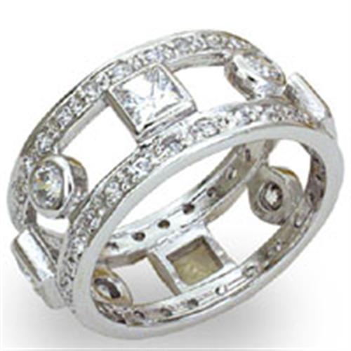 High Polished 925 Sterling Silver Ring with AAA Grade CZ  in Clear