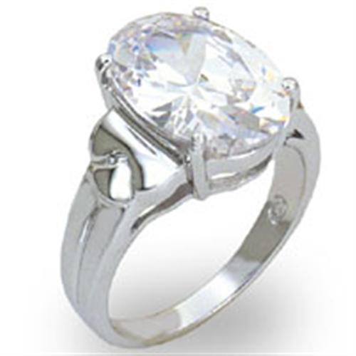 High Polished 925 Sterling Silver Ring with AAA Grade CZ  in Clear
