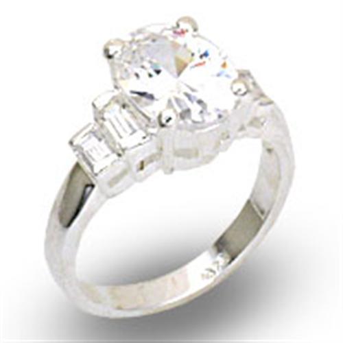 High Polished 925 Sterling Silver Ring with AAA Grade CZ  in Clear