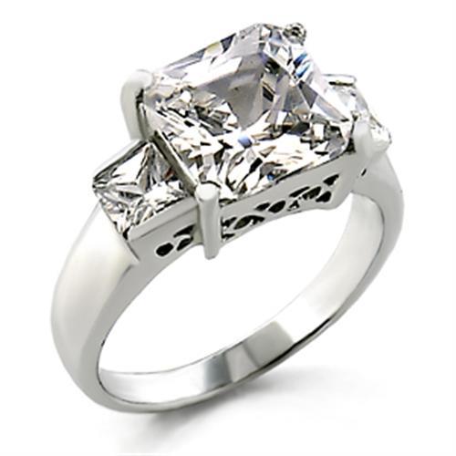 High Polished 925 Sterling Silver Ring with AAA Grade CZ  in Clear