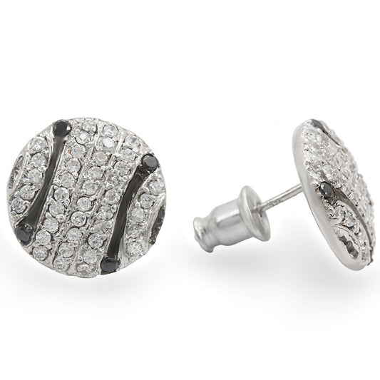 Special Color 925 Sterling Silver Earrings with AAA Grade CZ  in Jet