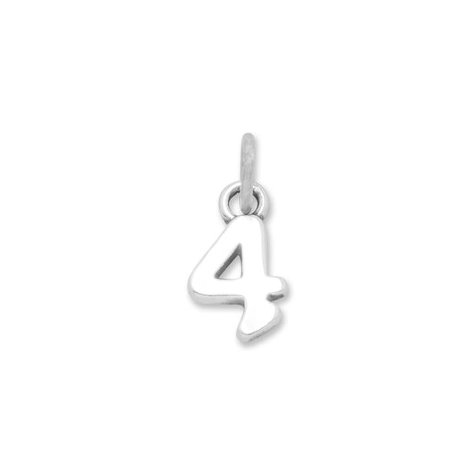 Authentic 925 Sterling Silver Oxidized "4" Women's Charm for Bracelet or Necklace