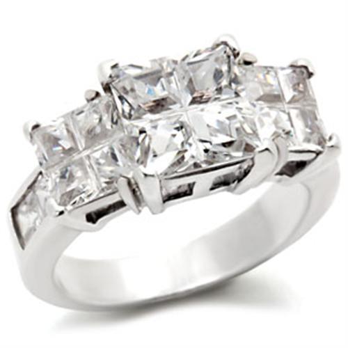 High Polished 925 Sterling Silver Ring with AAA Grade CZ  in Clear