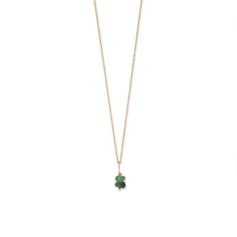 14k Yellow Gold Gemstone Birthstone 16" Necklace (January - December)