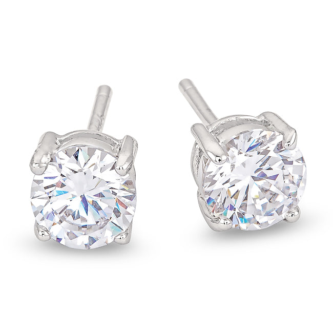 Sterling Silver 5.7 mm Round Cubic Zirconia Earrings