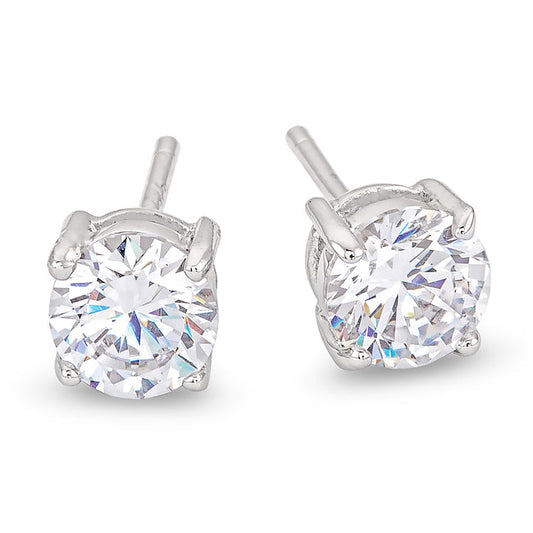 Sterling Silver 5.7 mm Round Cubic Zirconia Earrings