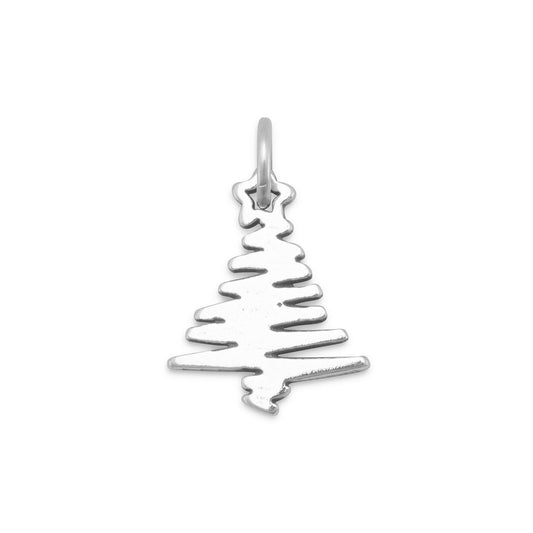 Authentic 925 Sterling Silver Zig Zag Christmas Tree Women's Charm for Bracelet or Necklace