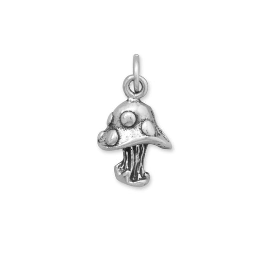 Sterling Silver Oxidized Mushroom Charm