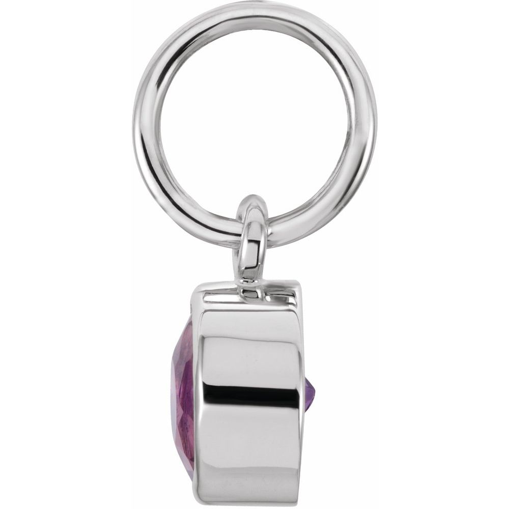 Sterling Silver 4mm Round Imitation Amethyst Birthstone Charm