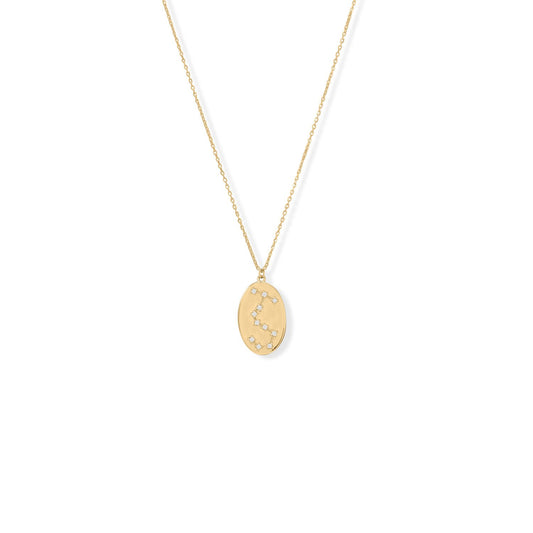 14k Yellow Gold Plated Sterling Silver Cubic Zirconia Scorpio Oval Constellations Necklace