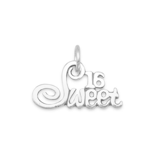 Authentic 925 Sterling Silver Sweet 16 Women's Charm for Bracelet or Necklace