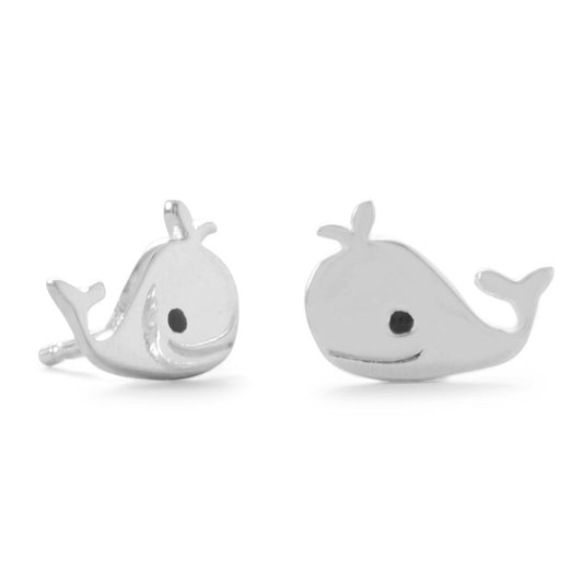 Sterling Silver Whale Stud Earrings