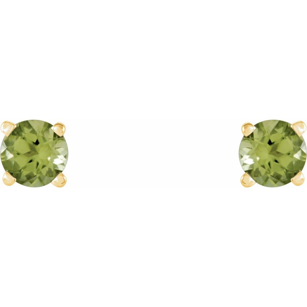 14k Yellow Gold 4 mm Natural Peridot Stud Earrings