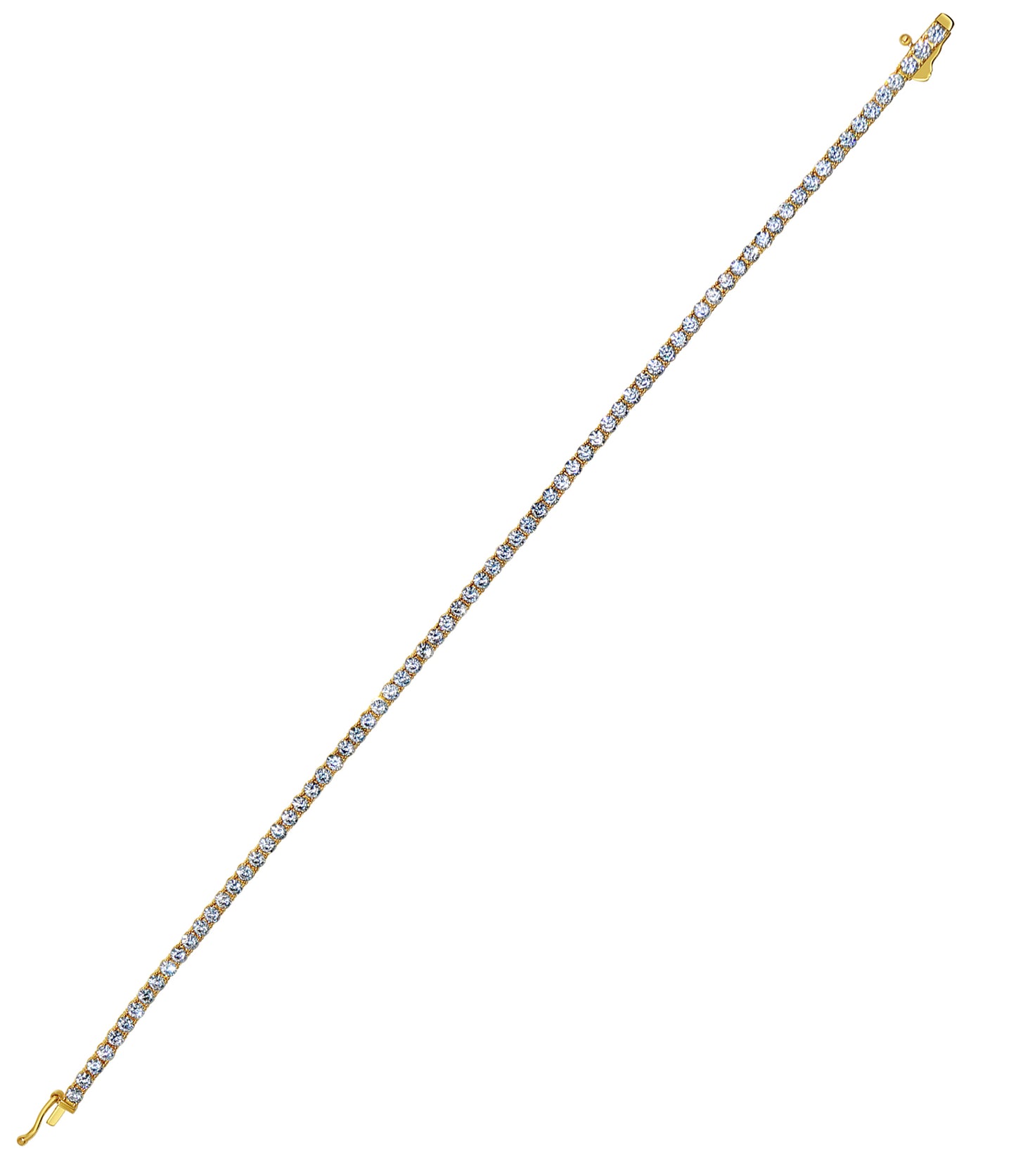 Genuine 14k Yellow Gold 1.8mm Round Cubic Zirconia CZ Tennis 7.25" Women's Bracelet