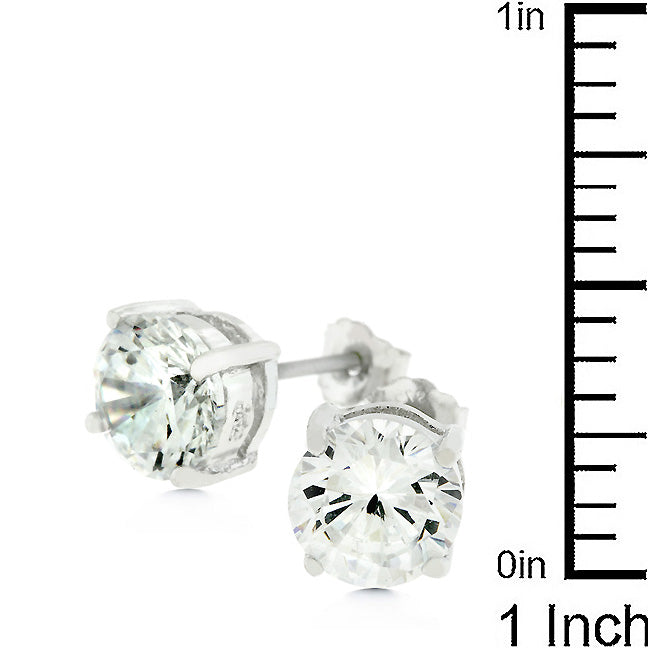 Sterling Silver 6.25 mm Round Cubic Zirconia Stud Earrings