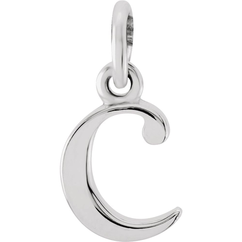 Authentic 925 Sterling Silver Lowercase C Initial 0.47" Pendant for Men or Women