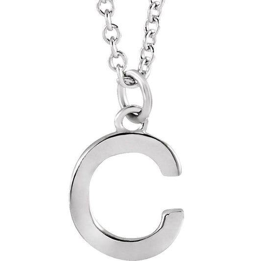 Authentic 925 Sterling Silver 0.37" Letter C Dangle Pendant 18" Initial Necklace