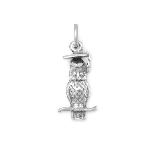 Authentic 925 Sterling Silver Wise Owl Women's Charm for Bracelet or Necklace