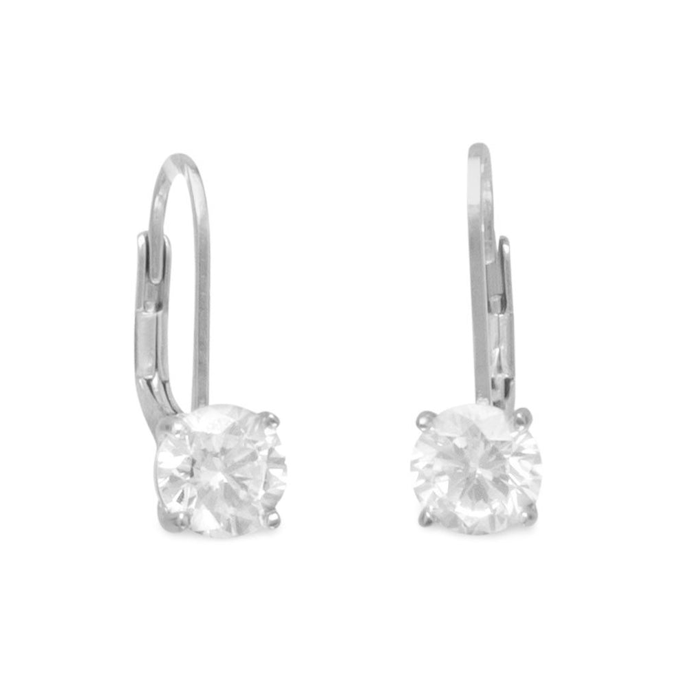 Sterling Silver 6mm Cubic Zirconia Leverback Earrings