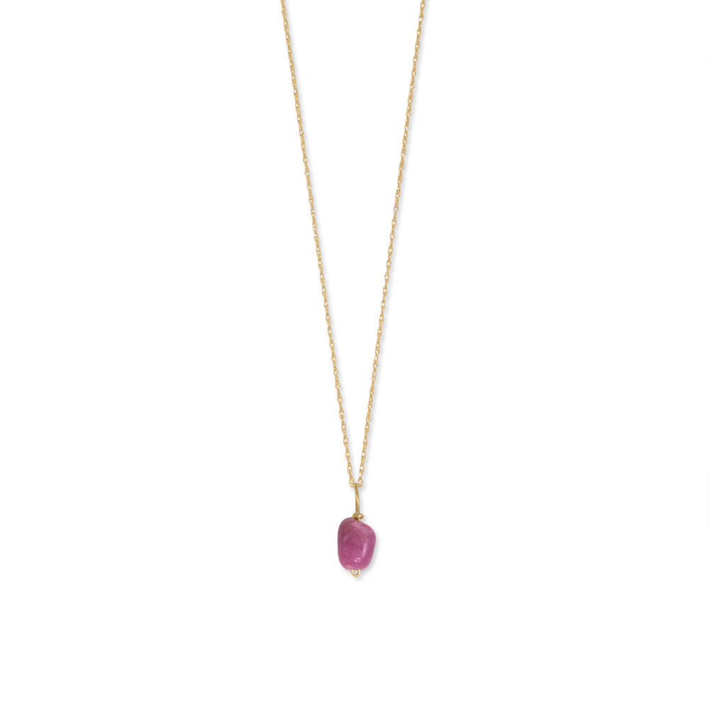 14k Yellow Gold Gemstone Birthstone 16" Necklace (January - December)