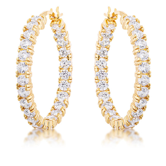 Precious Stars Goldtone 4 mm Round-Cut Cubic Zirconia Hoop Earriings