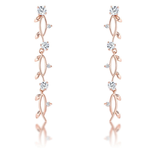 Precious Stars Rose Goldtone Cubic Zirconia Dangling Vine Earrings