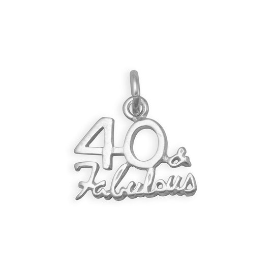 Authentic 925 Sterling Silver 40 & Fabulous Women's Charm for Bracelet or Necklace