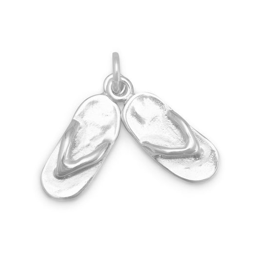 Authentic 925 Sterling Silver Pair of Movable Sandals Women's Charm for Bracelet or Necklace