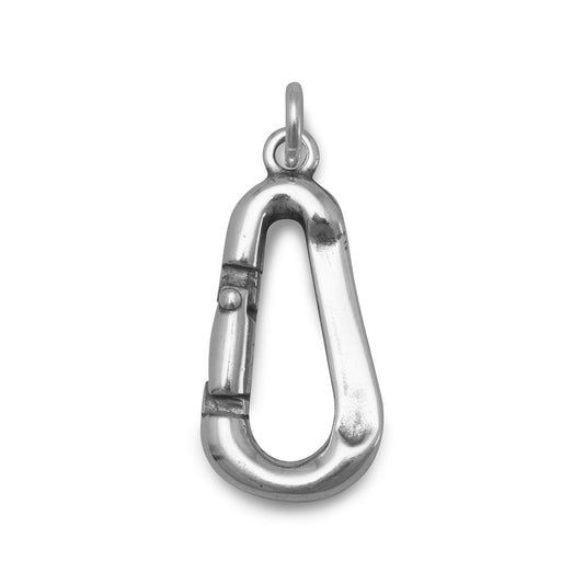 Authentic 925 Sterling Silver Oxidized Carabiner Women's Charm for Bracelet or Necklace