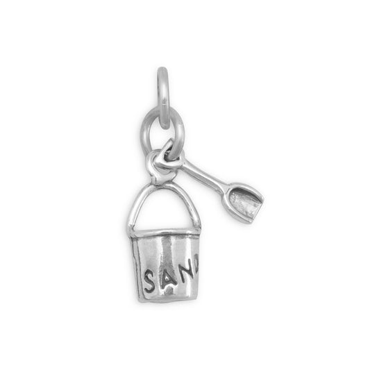 Authentic 925 Sterling Silver Sand Pail with Shovel Women's Charm for Bracelet or Necklace