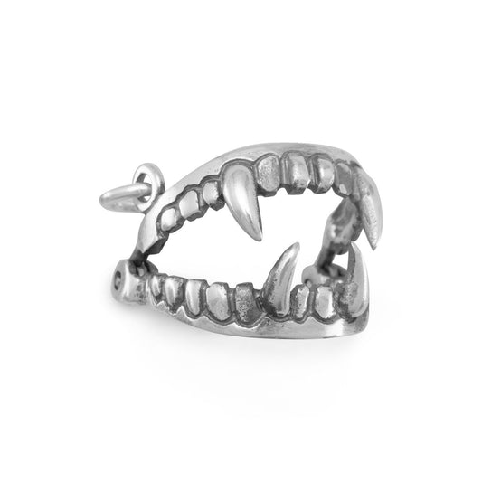 Authentic 925 Sterling Silver Oxidized Fangs Women's Charm for Bracelet or Necklace