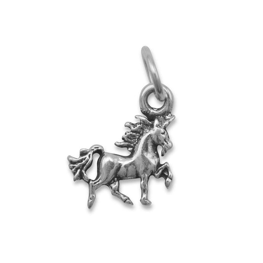 Sterling Silver Oxidized Unicorn Charm