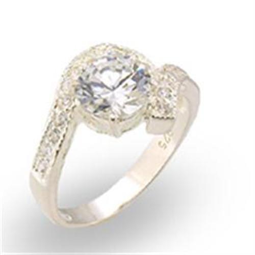 High Polished 925 Sterling Silver Ring with AAA Grade CZ  in Clear