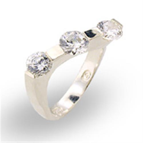 High Polished 925 Sterling Silver Ring with AAA Grade CZ  in Clear