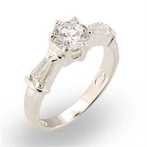 High Polished 925 Sterling Silver Ring with AAA Grade CZ  in Clear