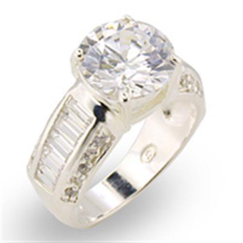 High Polished 925 Sterling Silver Ring with AAA Grade CZ  in Clear