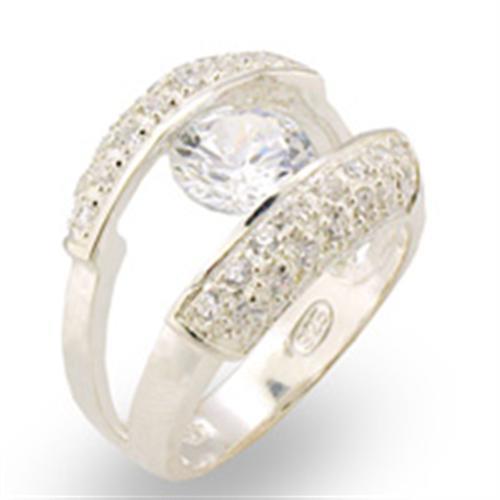 High Polished 925 Sterling Silver Ring with AAA Grade CZ  in Clear