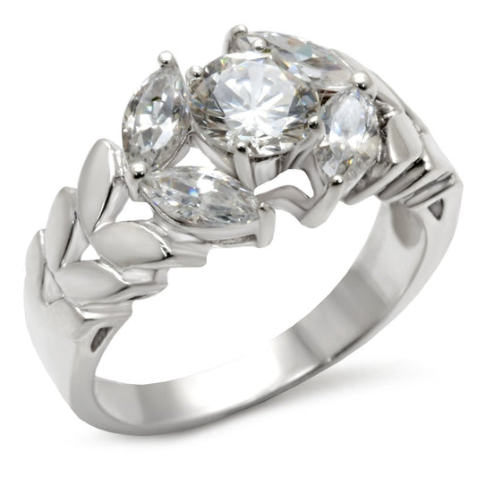 Matte Rhodium & Rhodium 925 Sterling Silver Ring with AAA Grade CZ  in Clear