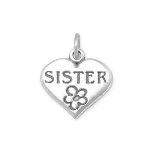 Authentic 925 Sterling Silver Sister in Heart Women's Charm for Bracelet or Necklace