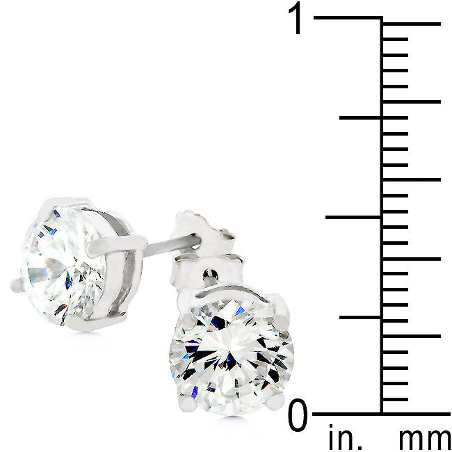 Sterling Silver 7mm Round Cubic Zirconia Earring Studs